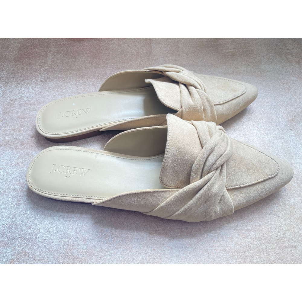 J.Crew Pointed Toe Slip-On Loafers Beige Suede Knotted 9 Preppy Coastal Summer - Picture 3 of 8